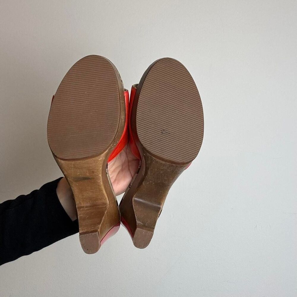 Coach Vintage Y2K Brown and Red Orange Signature C Monogram Wooden Sandals - Picture 7 of 7